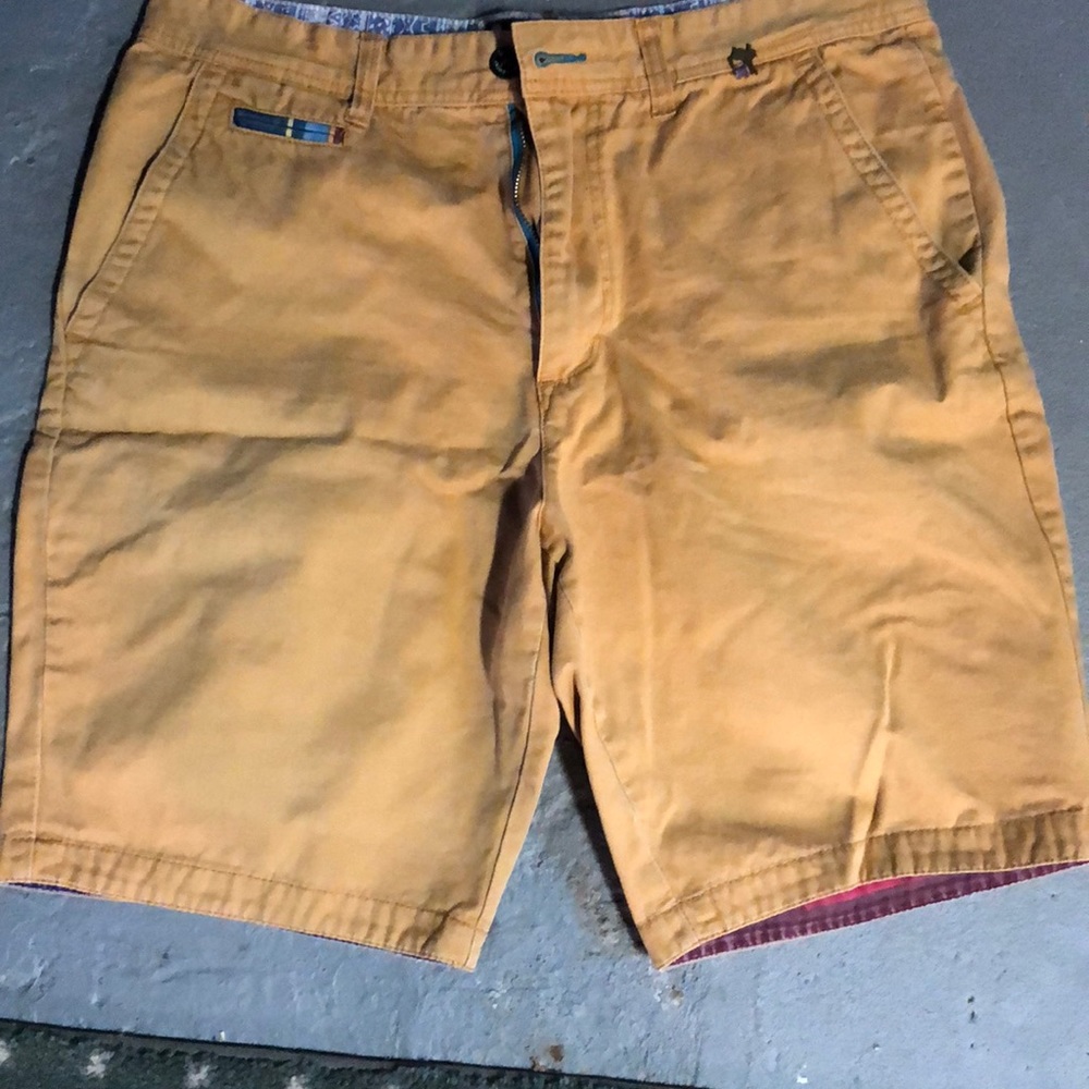 Yellow flat front shorts